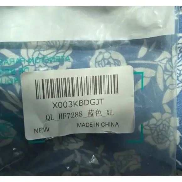 NWT Blue White Floral Spaghetti Strap Flowy Wide Leg Pantsuit Jumper Jumpsuit XL - Picture 10 of 16